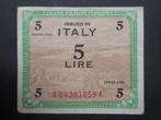 5 Lire 1943 Italië AMC p-M12a WW2, Ophalen of Verzenden, Italië, Los biljet