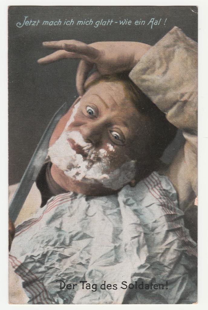 Militair.  Soldaat scheert zich glad.  1915.  Feldpost., Verzamelen, Ansichtkaarten | Themakaarten, Ongelopen, Voor 1920, Overige thema's
