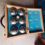 Houten koffer met 6 jeu de boulesballen, Gebruikt, Ophalen of Verzenden