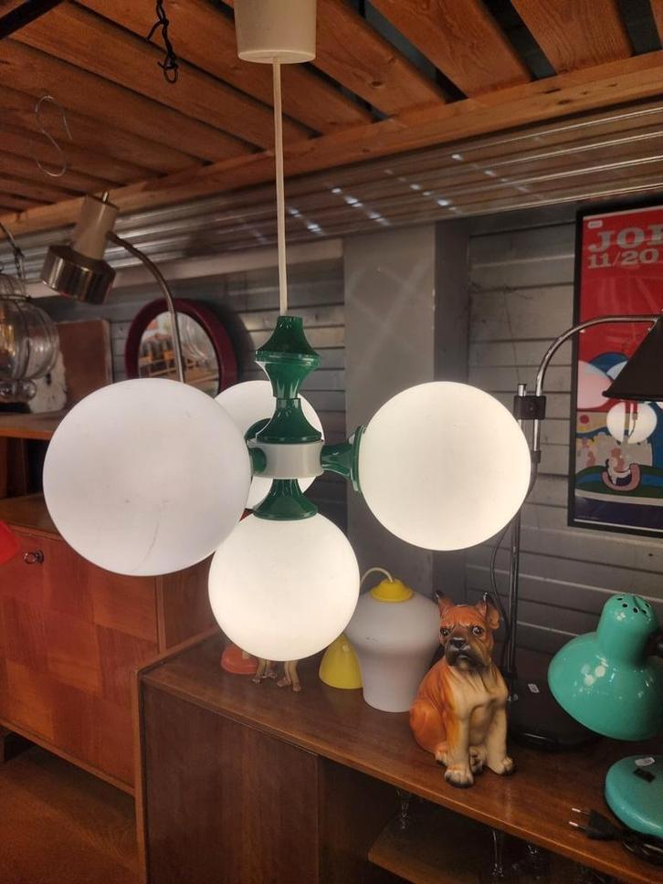 Vintage hanglamp space age Richard Essig, Huis en Inrichting, Lampen | Hanglampen, Zo goed als nieuw, Minder dan 50 cm, Glas, Kunststof