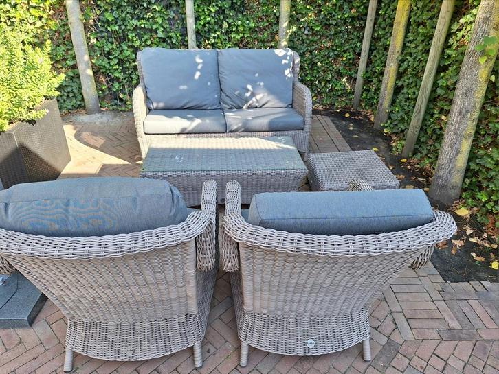 loungeset Taste 4 Seasons polyrotan, Tuin en Terras, Tuinsets en Loungesets, Zo goed als nieuw, Loungeset, 4 zitplaatsen, Bank