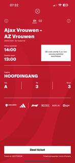 Ajax-AZ vrouwen, Tickets en Kaartjes, Sport | Voetbal, April, Losse kaart, Twee personen