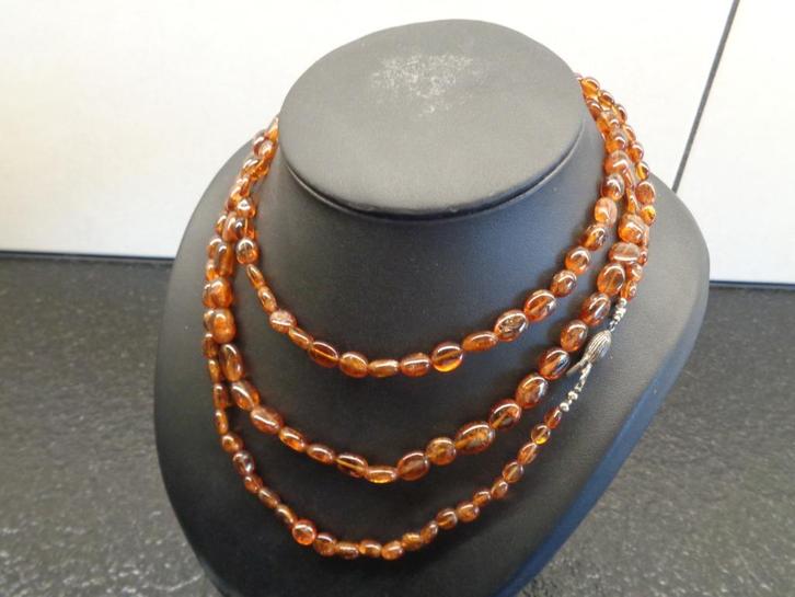 Granaten ketting met zilveren slot, Sieraden, Tassen en Uiterlijk, Antieke sieraden, Ketting, Zilver, Met edelsteen, Verzenden