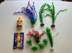 Goudvis aquarium decoratie kunstplanten en voer, Ophalen of Verzenden, Zo goed als nieuw