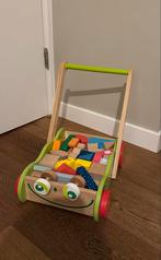 Loopauto met blokken - blokkenwagen, Ophalen of Verzenden, Zo goed als nieuw, Duw- of Trekspeelgoed