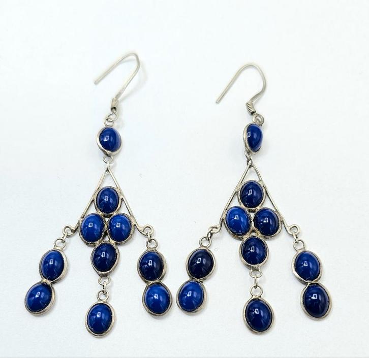 Zilveren Oorbellen Met Lapis Lazulli, Sieraden, Tassen en Uiterlijk, Oorbellen, Zo goed als nieuw, Zilver, Zilver, Verzenden