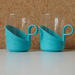 Vintage theeglazen turquoise, Huis en Inrichting, Glas of Glazen, Ophalen of Verzenden, Effen, Glas