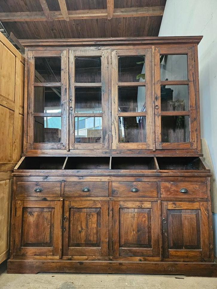 Prachtige eiken grutterskast / buffetkast /vitrinekast, Huis en Inrichting, Kasten | Buffetkasten, Zo goed als nieuw, 200 cm of meer
