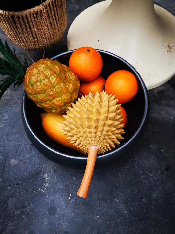 Unieke set kunstfruit op ware grootte Durian, Ananas, Papaya, Huis en Inrichting, Woonaccessoires | Kunstplanten en Kunstbloemen