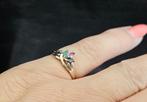 Gouden Vintage ring met edelsteen en diamant.2025/356, Bruin, ., Ophalen of Verzenden, .
