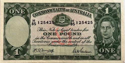 Australië nette een pond 1942, Postzegels en Munten, Bankbiljetten | Oceanië, Los biljet, Ophalen of Verzenden
