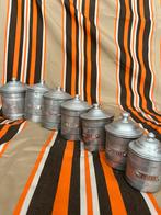 Set van 7 vintage aluminium voorraadbussen Frankrijk’50, Ophalen of Verzenden