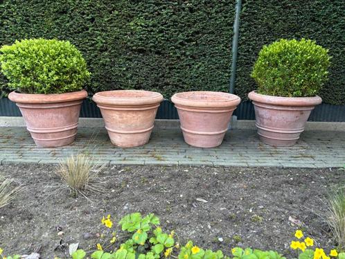 2 Magnifieke Exclusieve Impruneta Terracotta Antiche Potten, Tuin en Terras, Bloempotten, Gebruikt, Terracotta, Balkon, Tuin, Minder dan 40 cm