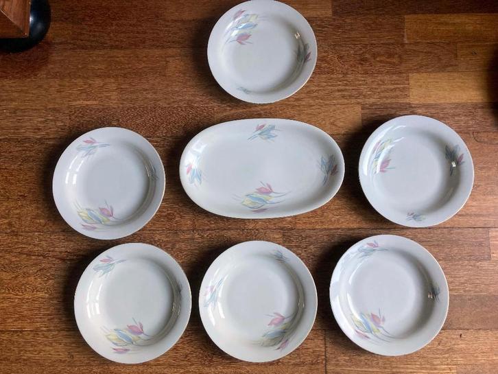 Zes diepe borden + schaal Winterling Marktleuthen Bavaria, Antiek en Kunst, Curiosa en Brocante, Ophalen of Verzenden