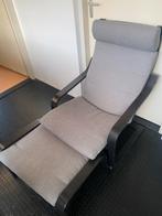 IKEA Poang stoel zwart met grijze kussens, Huis en Inrichting, Fauteuils, Ophalen, Gebruikt, 100 tot 125 cm, 50 tot 75 cm