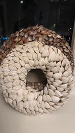 Schelpen krans setje met glazen kaars houdertje, Ophalen of Verzenden