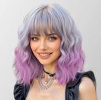 Duo color carnaval pruik schouderlang haar met golfjes, Verzenden, Nieuw, Pruik of Haarverlenging