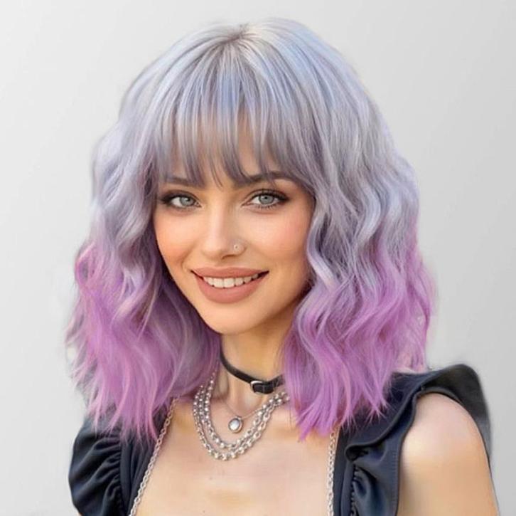 Duo color carnaval pruik schouderlang haar met golfjes, Sieraden, Tassen en Uiterlijk, Uiterlijk | Haarverzorging, Nieuw, Pruik of Haarverlenging