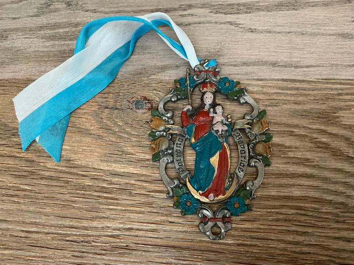 Oude religieuze tinnen muurhanger Bavaria Beieren, Antiek en Kunst, Antiek | Religie, Verzenden