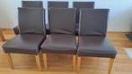 Eetkamerstoelen, bruin leer., Huis en Inrichting, Stoelen, Ophalen, Gebruikt, Bruin, Leer