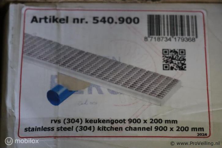 Online Veiling: Berg afvoerputten keukengoot, RVS | 900x2..., Doe-het-zelf en Verbouw, Sanitair, Nieuw