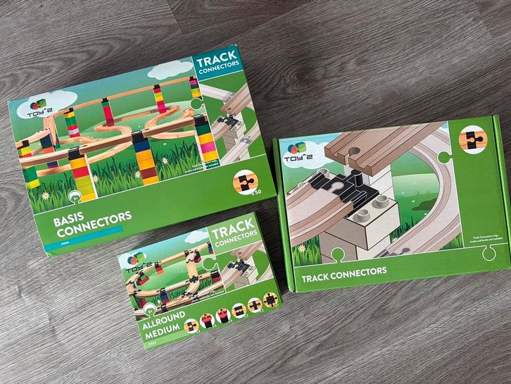 Track Connectors - verbinding houten treinbaan met Duplo, Kinderen en Baby's, Speelgoed | Bouwstenen, Zo goed als nieuw, Overige merken