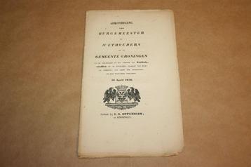 Afkondiging Burgemeester Groningen - 1852 !! beschikbaar voor biedingen