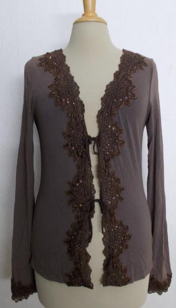  Bruin bewerkt vestje met kant van Ganesha Ibiza! M beschikbaar voor biedingen