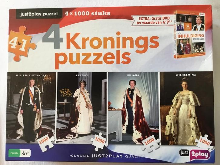 4 Kroningspuzzels + DVD - 4x1000 Stukjes, Hobby en Vrije tijd, Denksport en Puzzels, Nieuw, Legpuzzel, Ophalen of Verzenden