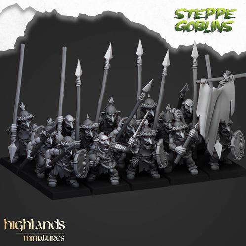 Steppe Goblins with Spears - Highlands Miniatures, Hobby en Vrije tijd, Wargaming, Nieuw, Warhammer, Figuurtje(s), Ophalen of Verzenden