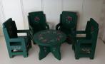 Vintage 4 stoeltjes + tafel popjes knuffels handbeschilderd, Ophalen of Verzenden