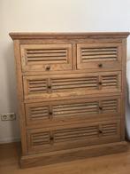 Massief eiken louvre ladekast, Huis en Inrichting, Ophalen, 100 tot 150 cm, 5 laden of meer, 100 tot 150 cm