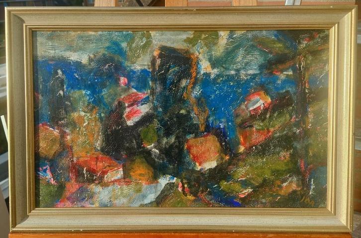 Jan Gerrit JORDENS (1883-1962)?? Abstract landschap olieverf, Antiek en Kunst, Kunst | Schilderijen | Klassiek, Ophalen of Verzenden