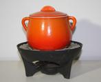 Vintage Le Creuset fondue stel compleet, Huis en Inrichting, Keuken | Potten en Pannen, Ophalen, Zo goed als nieuw, Gietijzer