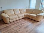 Lichtgele leren hoekbank leer bankstel bank NATUZZI netjes, Ophalen, 250 tot 300 cm, Gebruikt, Hoekbank