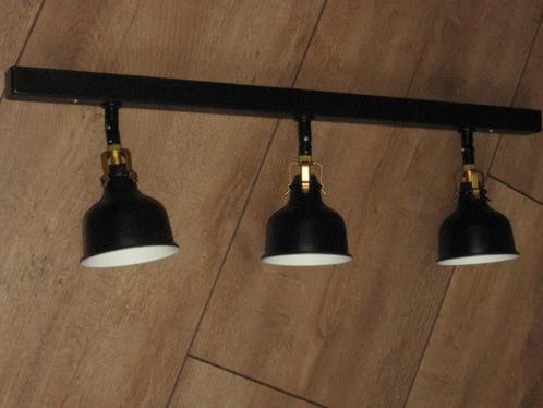 Z.G.A.N MOOIE SPOT RAIL - 3x SPOTS MAT ZWART - MESSING, Huis en Inrichting, Lampen | Spots, Zo goed als nieuw, Plafondspot of Wandspot