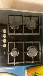 Gaskookplaat zwart glas 4 pit  Pelgrim, Witgoed en Apparatuur, Kookplaten, Ophalen, Gebruikt, 4 kookzones, Inbouw
