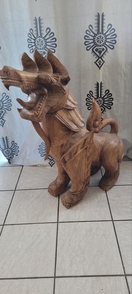 Twee Thaise Houten Honden - Decoratie, Antiek en Kunst, Kunst | Beelden en Houtsnijwerken, Ophalen of Verzenden
