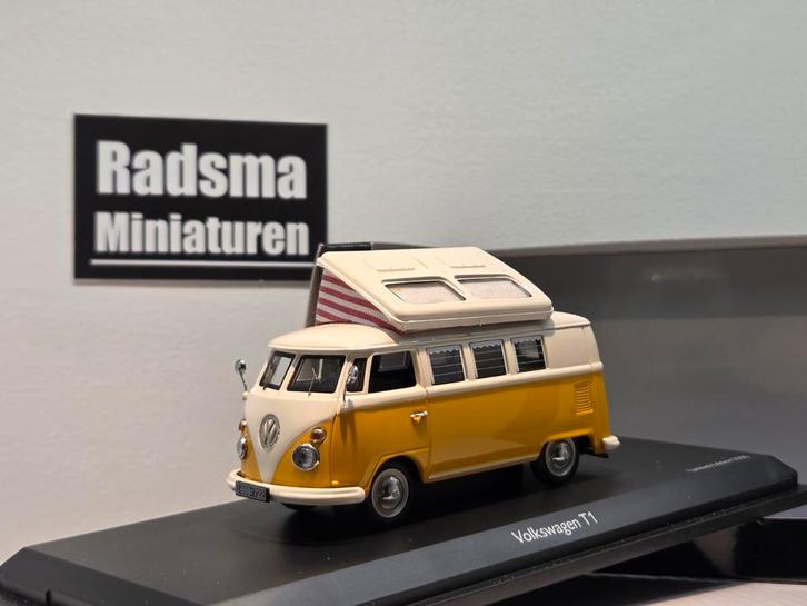 Volkswagen T1 Camper - Geel/Wit - 1:43 Schuco, Hobby en Vrije tijd, Modelauto's | 1:43, Zo goed als nieuw, Auto, Schuco, Ophalen of Verzenden