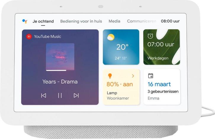 Google Nest Hub - Chalk, Audio, Tv en Foto, Mediaspelers, Zo goed als nieuw, Zonder harde schijf, Ophalen of Verzenden