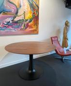 Leolux Columna tafel massief notenhout SALE, Ophalen, 100 tot 150 cm, Rond, Nieuw