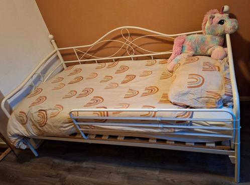 Een persoons bed metaal, Huis en Inrichting, Slaapkamer | Bedden, Eenpersoons, 90 cm, 200 cm, Metaal, Wit, Ophalen