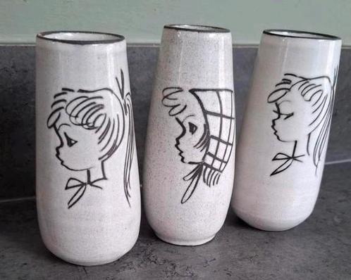 Vintage vaasjes Boonstra met meisjeshoofd ook per stuk tk, Huis en Inrichting, Woonaccessoires | Vazen, Zo goed als nieuw, Overige kleuren