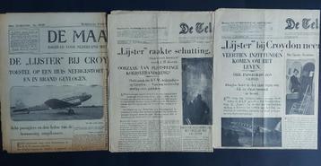 3 krantenbladen crash KLM DC-2 “Lijster” uit 1936 (K1073)  beschikbaar voor biedingen