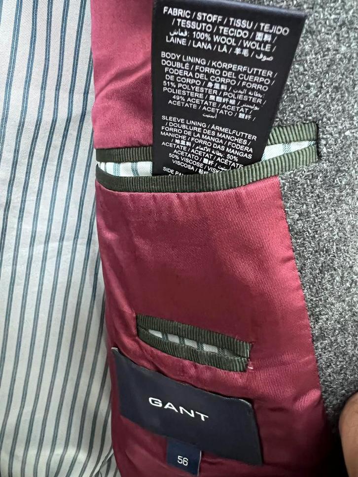 GANT Colbert - Donkergrijs Wol - Maat 56, Kleding | Heren, Kostuums en Colberts, Zo goed als nieuw, Maat 56/58 (XL), Grijs, Ophalen of Verzenden