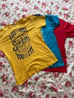 3 tshirts heren maat L, geel, rood, blau - 100% cotton, Kleding | Heren, Ophalen of Verzenden, Zo goed als nieuw, Blauw