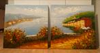 Twee olieverfschilderijen (80x80x4 cm), Antiek en Kunst, Kunst | Schilderijen | Klassiek, Ophalen