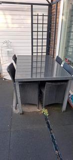 Tuinset met 4 stoelen - Wicker, Tuin en Terras, Ophalen, 4 zitplaatsen, Gebruikt, Wicker