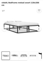 Zwart metalen bed met matras en topper 120x200, Huis en Inrichting, Slaapkamer | Bedden, Ophalen, Zwart, Zo goed als nieuw, Twijfelaar