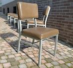 6x Vintage aluminium US army stoelen, Huis en Inrichting, Stoelen, Ophalen, Gebruikt, Bruin, Industrieel design